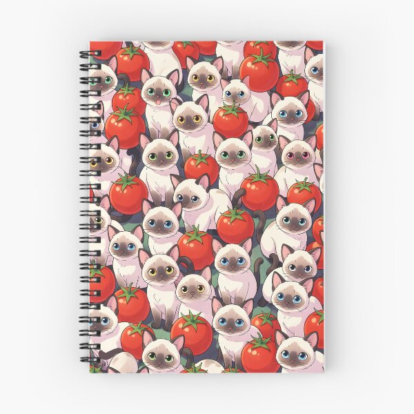 Item preview, Siamese Kittens and Red Tomatoes – Anime Style Cute Pattern Design designed and sold by EmeraldeaArt.