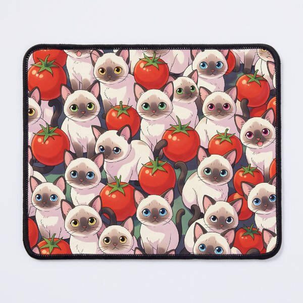 Item preview, Siamese Kittens and Red Tomatoes – Anime Style Cute Pattern Design designed and sold by EmeraldeaArt.