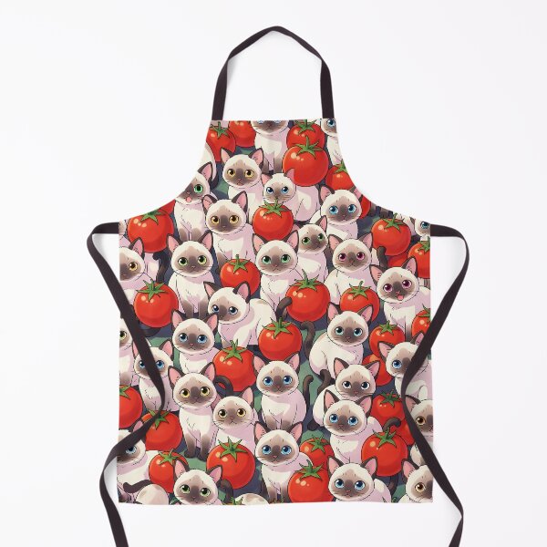 Item preview, Siamese Kittens and Red Tomatoes – Anime Style Cute Pattern Design designed and sold by EmeraldeaArt.