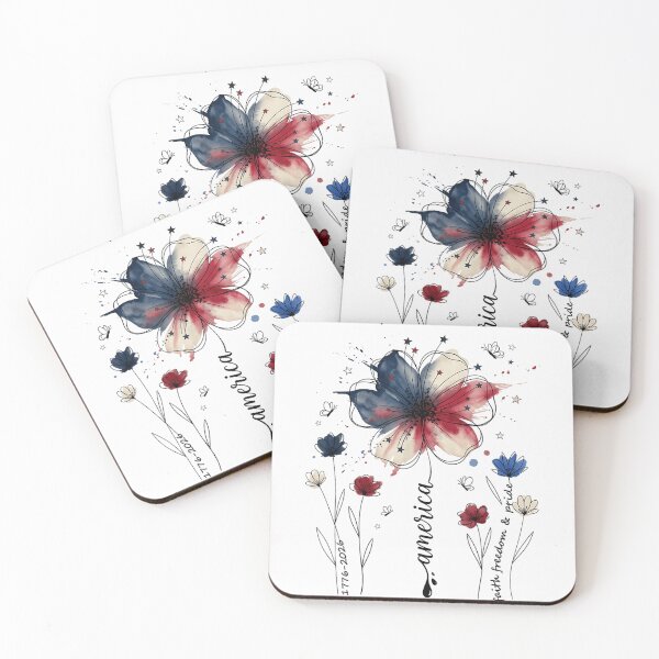 Item preview, Watercolor American Flag Flower Faith Freedom Pride Floral Memorial Day designed and sold by LittleNhutton.