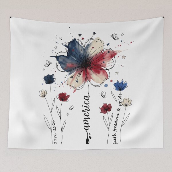 Item preview, Watercolor American Flag Flower Faith Freedom Pride Floral Memorial Day designed and sold by LittleNhutton.