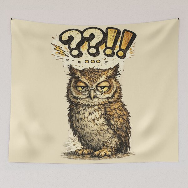 Item preview, Confused Grumpy Owl Question Marks Funny Art – Sarcastic Glasses Owl Humor | Owl Lover Gift designed and sold by irfanshikh.