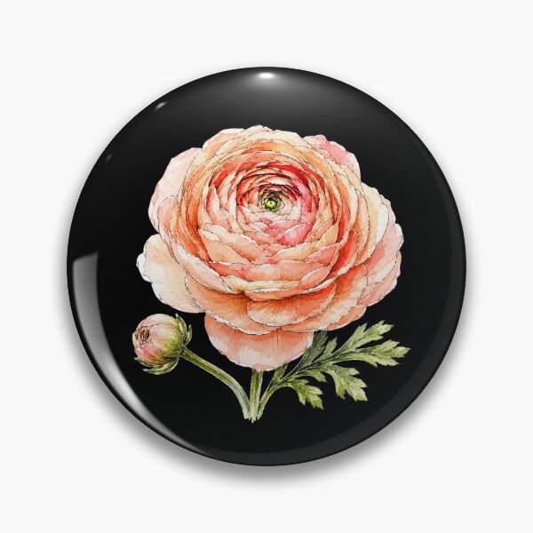 Item preview, Peach Ranunculus Illustration | Watercolor Botanical Flower Art designed and sold by ColorSplash123.