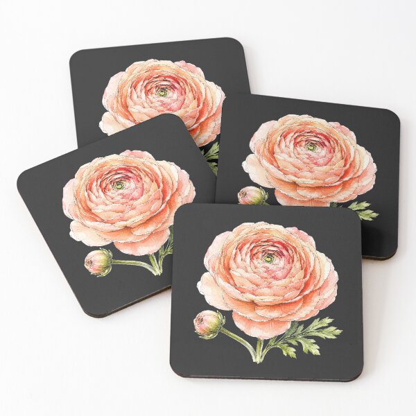 Item preview, Peach Ranunculus Illustration | Watercolor Botanical Flower Art designed and sold by ColorSplash123.