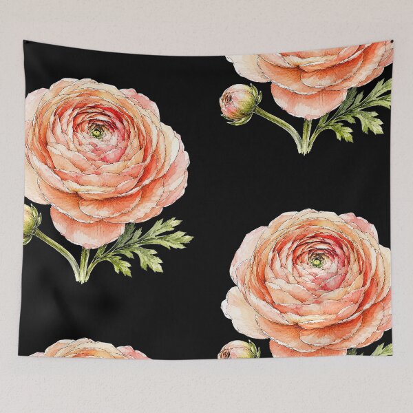 Item preview, Peach Ranunculus Illustration | Watercolor Botanical Flower Art designed and sold by ColorSplash123.