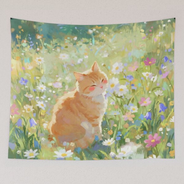 Item preview, Orange Cat Smelling Flowers designed and sold by deelitt.