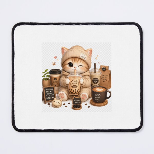 Item preview, Cute Kawaii Boba Cat & Coffee Cat – Cozy Bubble Tea Kitten Sticker designed and sold by ArjunDev1994.