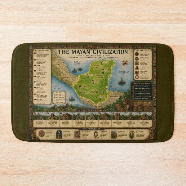 Item preview, The Mayan Civilization Map Poster – Ancient Maya Empire Cities, Temples & Achievements | Historical Wall Art designed and sold by RockyLambda.