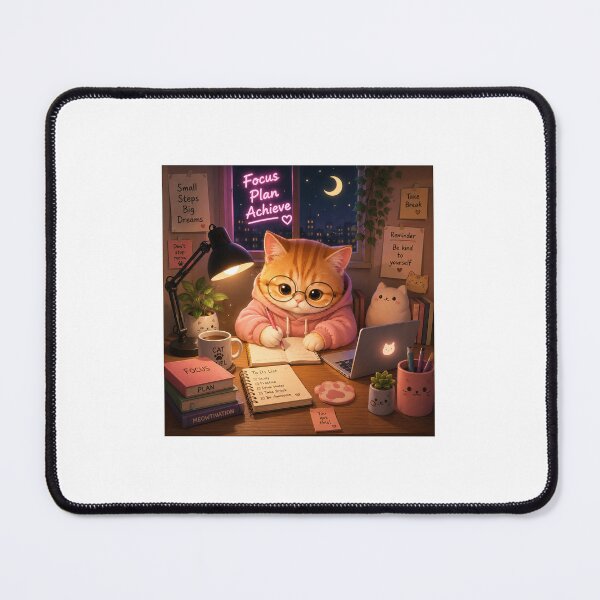 Item preview, Cute Study Cat Aesthetic – Cozy Kawaii Kitten Productivity Sticker designed and sold by ArjunDev1994.