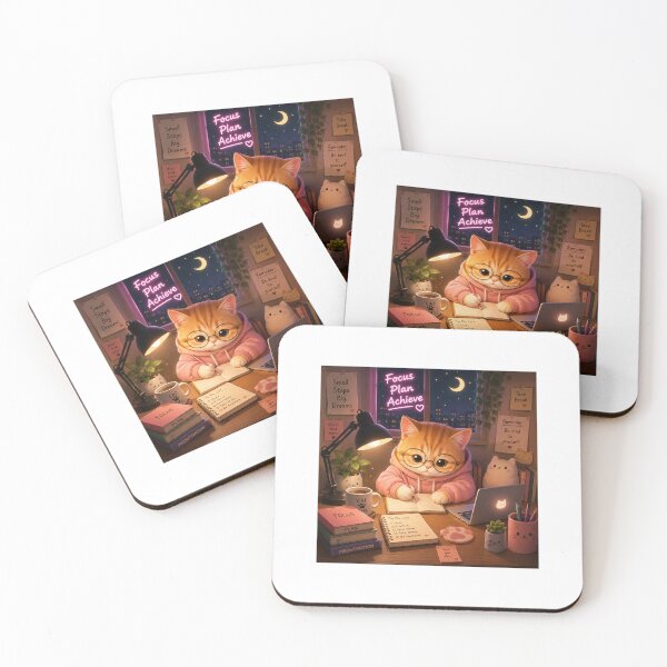Item preview, Cute Study Cat Aesthetic – Cozy Kawaii Kitten Productivity Sticker designed and sold by ArjunDev1994.
