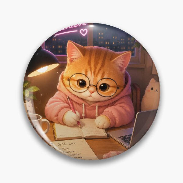 Item preview, Cute Study Cat Aesthetic – Cozy Kawaii Kitten Productivity Sticker designed and sold by ArjunDev1994.