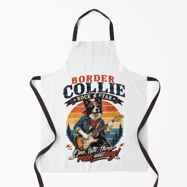 Item preview, Rock and Dog Border Collie Vintage Guitarist T-Shirt designed and sold by 88 Design.