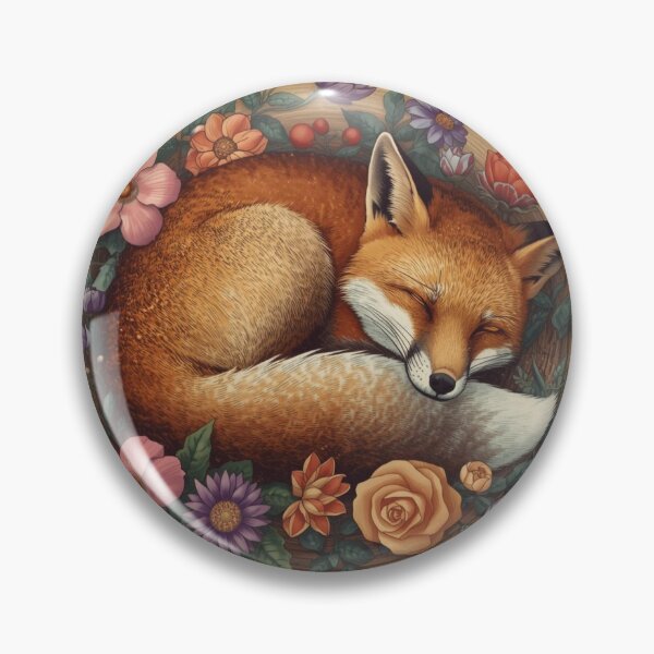 Item preview, Sleeping Fox Floral Illustration – Cozy Pastel Animal Art for Nursery Decor designed and sold by Art70shop.