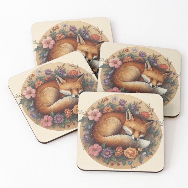 Item preview, Sleeping Fox Floral Illustration – Cozy Pastel Animal Art for Nursery Decor designed and sold by Art70shop.