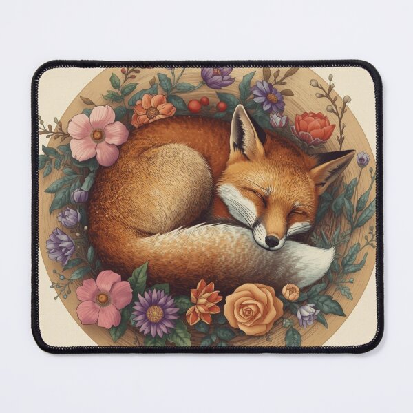 Item preview, Sleeping Fox Floral Illustration – Cozy Pastel Animal Art for Nursery Decor designed and sold by Art70shop.