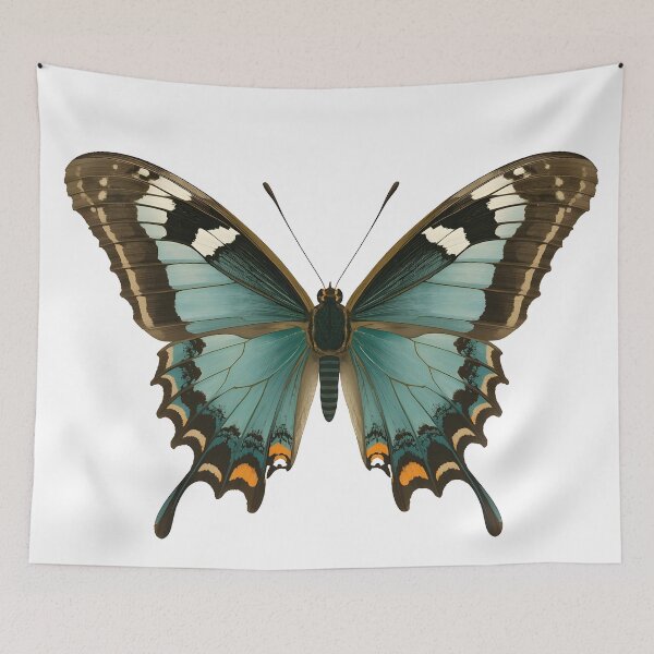 Item preview, Teal Swallowtail Butterfly Detailed Nature Art Print designed and sold by Luna-Flow.