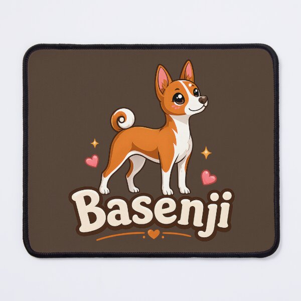 Item preview, Cute Basenji Dog Cartoon with Hearts – Kawaii Basenji Lover Design designed and sold by blankTeeShirt.