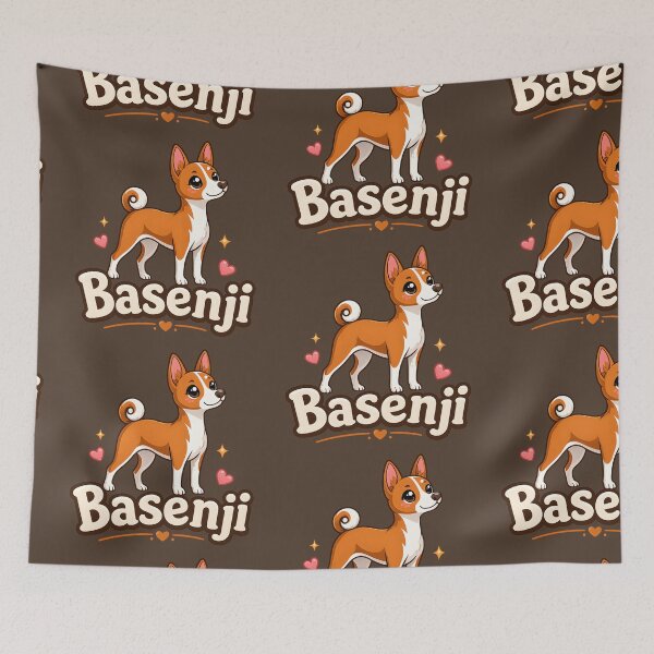 Item preview, Cute Basenji Dog Cartoon with Hearts – Kawaii Basenji Lover Design designed and sold by blankTeeShirt.