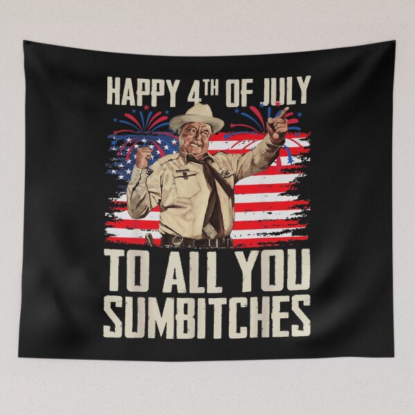 Item preview, Happy 4th Of July To All You Sumbitches Funny Sheriff Retro Design designed and sold by YubitaLeLe.