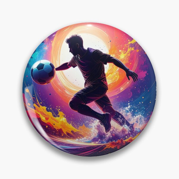 Item preview, Soccer Player Color Splash Art — Football Cosmic Action Wall Print designed and sold by icemanphotos.