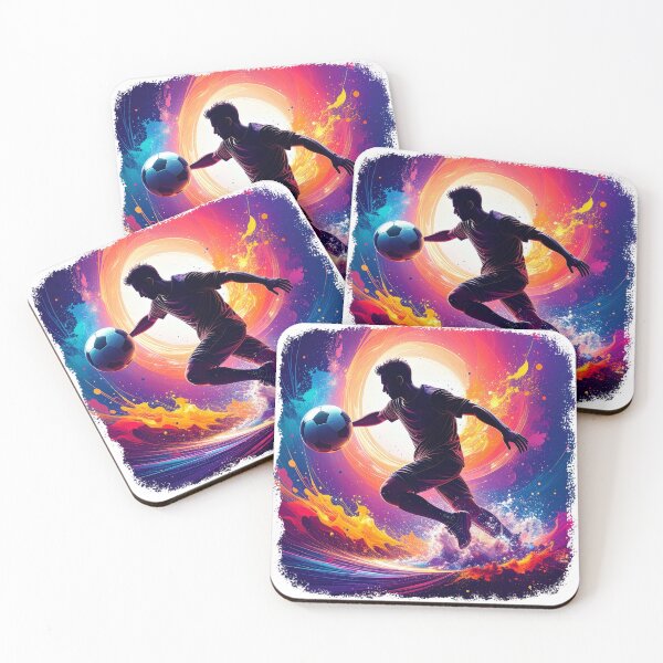 Item preview, Soccer Player Color Splash Art — Football Cosmic Action Wall Print designed and sold by icemanphotos.