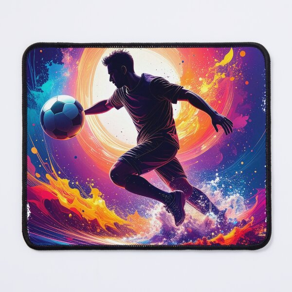 Item preview, Soccer Player Color Splash Art — Football Cosmic Action Wall Print designed and sold by icemanphotos.