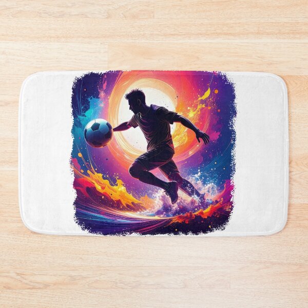 Item preview, Soccer Player Color Splash Art — Football Cosmic Action Wall Print designed and sold by icemanphotos.