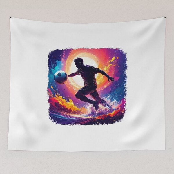 Item preview, Soccer Player Color Splash Art — Football Cosmic Action Wall Print designed and sold by icemanphotos.
