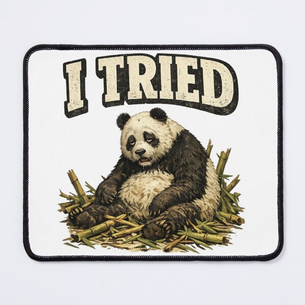 Item preview, I Tried Exhausted Panda Bamboo Funny Art – Relatable Tired Humor | Funny Gift for Students designed and sold by irfanshikh.