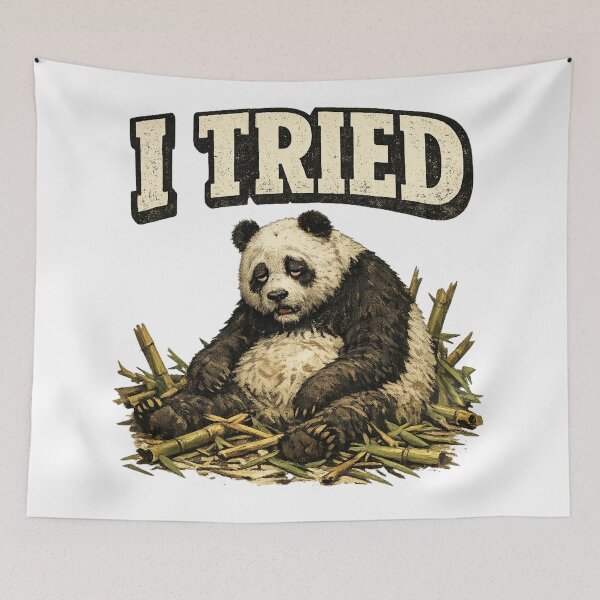 Item preview, I Tried Exhausted Panda Bamboo Funny Art – Relatable Tired Humor | Funny Gift for Students designed and sold by irfanshikh.