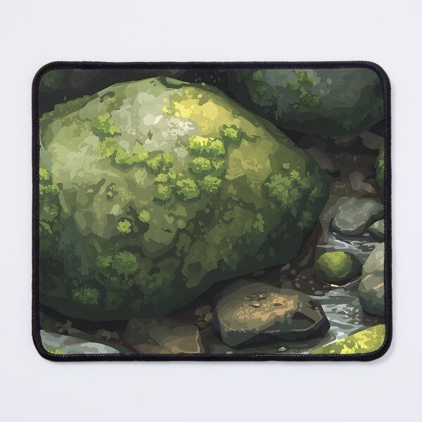 Item preview, Mossy Rocks Forest Stream Nature Digital Art Print designed and sold by Luna-Flow.