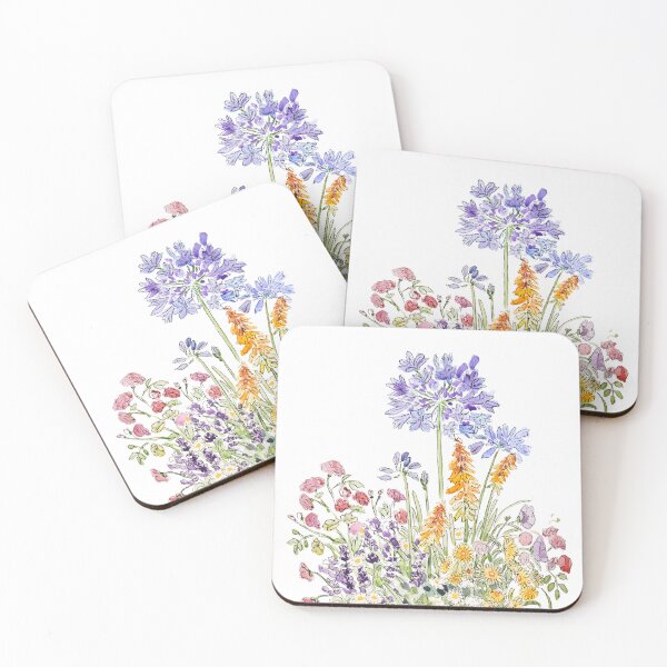 Item preview, Agapanthus daisy and kniphofia pot watercolour  designed and sold by ColorandColor.