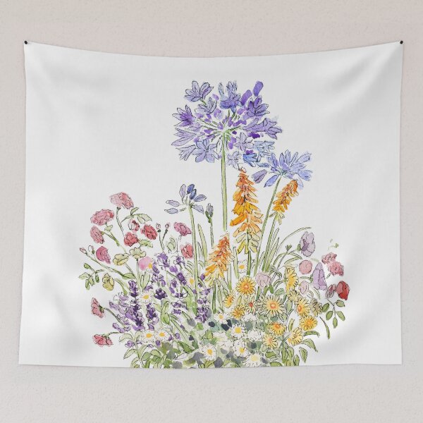 Item preview, Agapanthus daisy and kniphofia pot watercolour  designed and sold by ColorandColor.