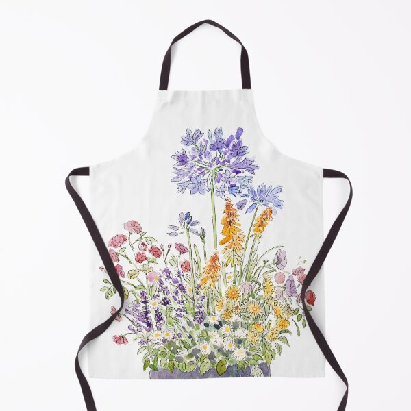 Item preview, Agapanthus daisy and kniphofia pot watercolour designed and sold by ColorandColor.