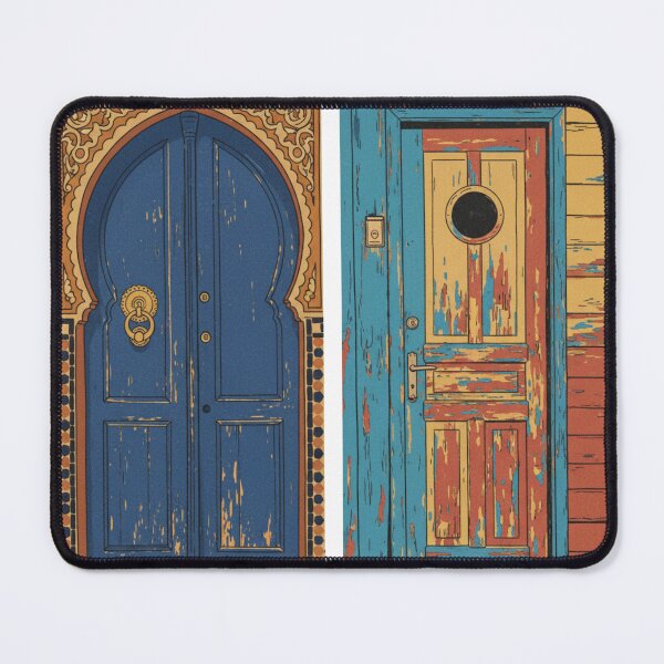 Item preview, Blue Doors — Moroccan Medina meets Chilean Barrio Art Print designed and sold by KariGoStudio.
