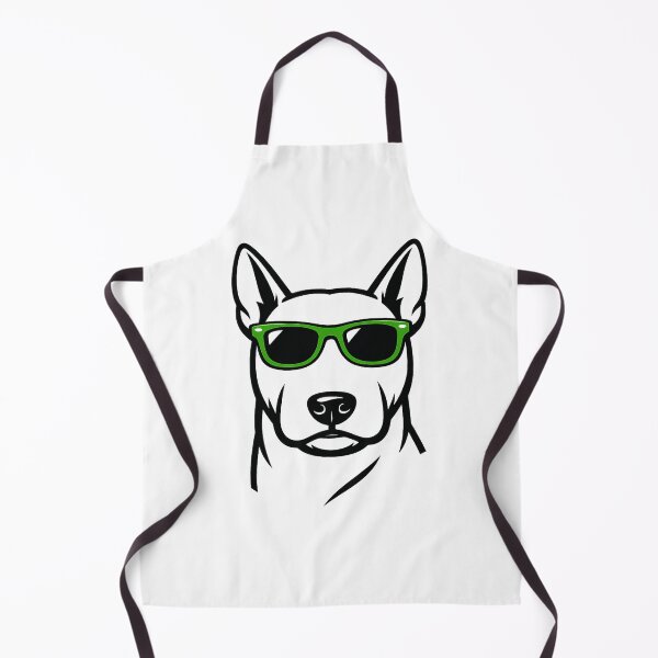 Item preview, Cool Bull Terrier in Green Sunglasses - Minimalist Black Dog Silhouette designed and sold by myforestfog.