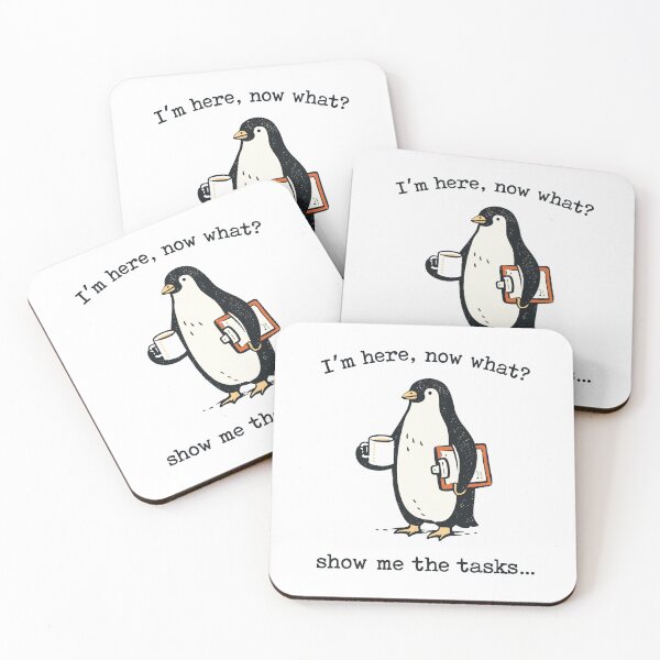 Item preview, Penguin Coffee Tasks T-Shirt designed and sold by Matinez Pink.