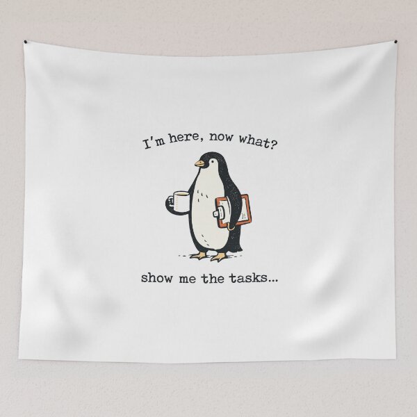 Item preview, Penguin Coffee Tasks T-Shirt designed and sold by Matinez Pink.