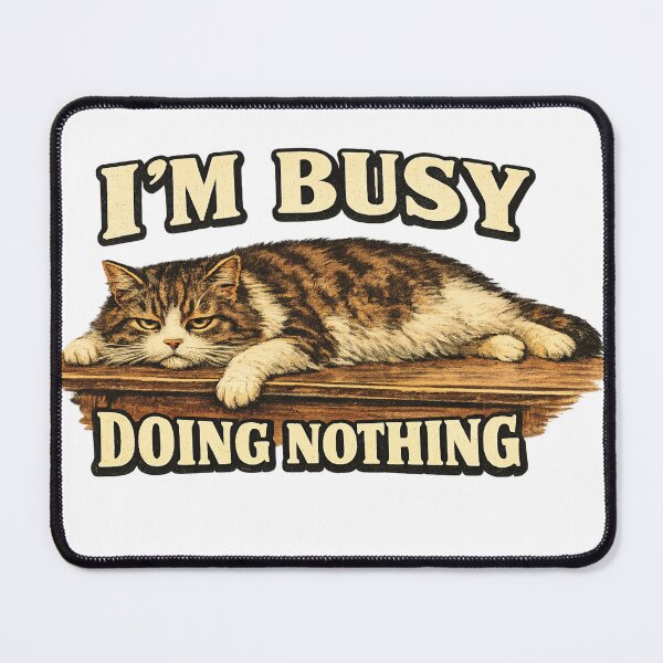 Item preview, Im Busy Doing Nothing Grumpy Flat Cat Shelf Art – Funny Lazy Cat Humor | Cat Lover Gift designed and sold by irfanshikh.