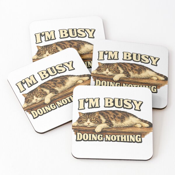 Item preview, Im Busy Doing Nothing Grumpy Flat Cat Shelf Art – Funny Lazy Cat Humor | Cat Lover Gift designed and sold by irfanshikh.