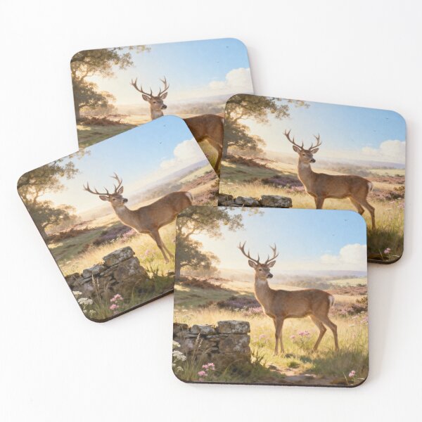 Item preview, New Forest Deer Meadow - Hampshire Summer Countryside Painting designed and sold by QuietCanvasArtworks.