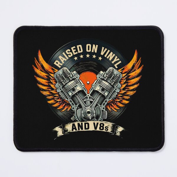 Item preview, Raised On Vinyl And V8s Vintage Engine Badge designed and sold by LunaMagicStudio.