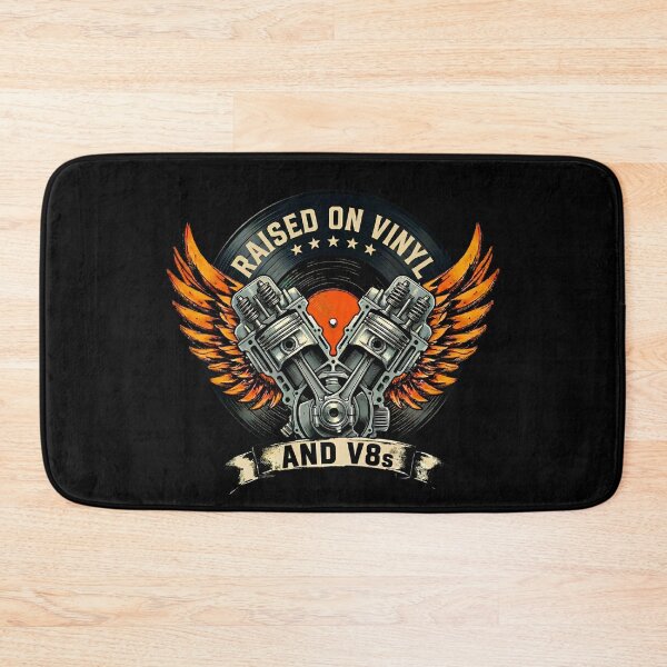 Item preview, Raised On Vinyl And V8s Vintage Engine Badge designed and sold by LunaMagicStudio.