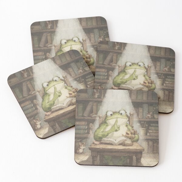 Item preview, Frog Librarian Shushing a Snail designed and sold by PictorialWhimsy.