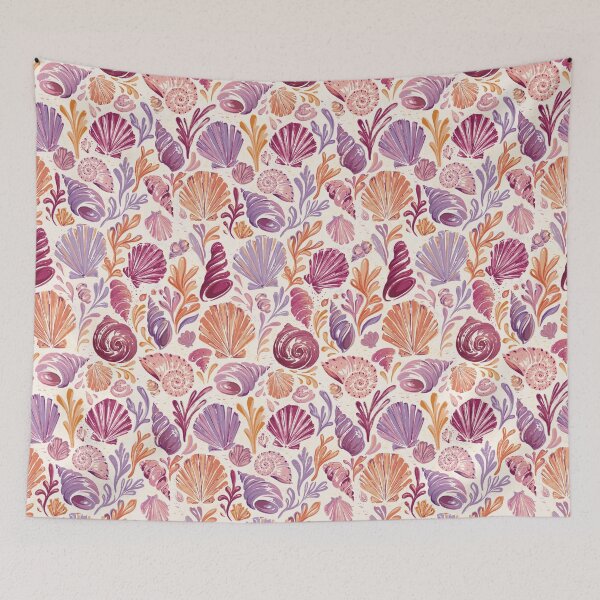 Item preview, Pastel Seashell Pattern | Coastal Shell Print | Beachy Ocean Aesthetic Seamless Design designed and sold by MonNoir.