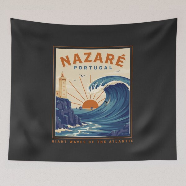 Item preview, Nazaré Portugal Giant Waves of the Atlantic – Vintage Surf Travel designed and sold by ArcticFoxStudio.