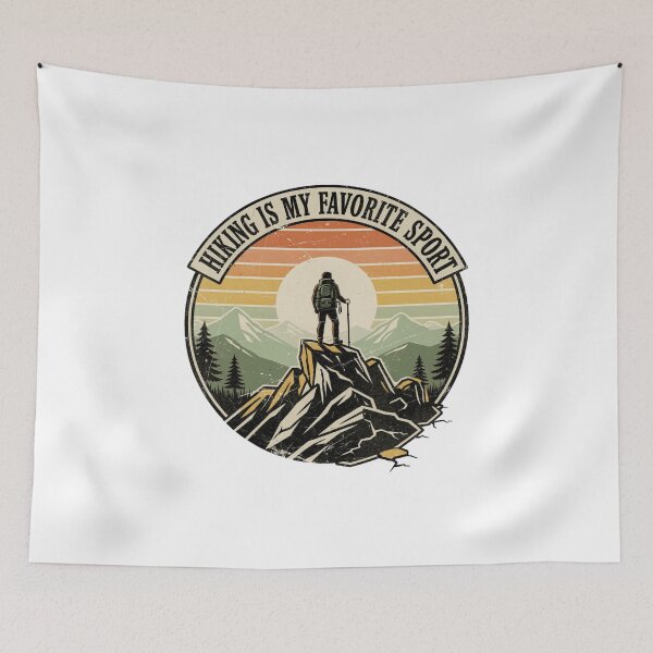 Item preview, Hiking Is My Favorite Sport Vintage Mountain Sunset Design designed and sold by DariaOltes.