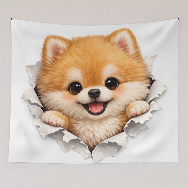 Item preview, Cute Pomeranian Tearing Through Paper – Funny Fluffy Dog Burst Art | Pomeranian Lover Gift designed and sold by irfanshikh.