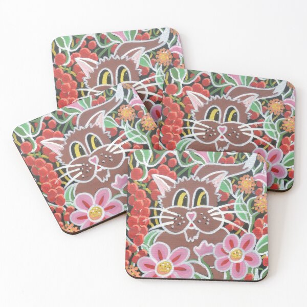 Item preview, Cartoon Cat and Flowers - Just A Bit of Fun designed and sold by Heatherian.
