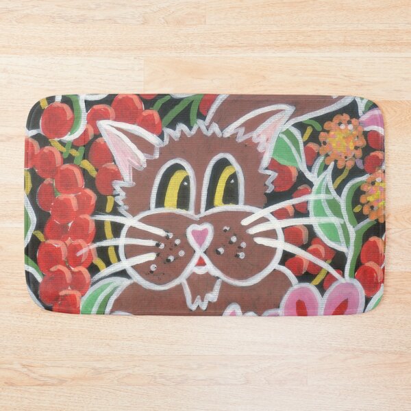 Item preview, Cartoon Cat and Flowers - Just A Bit of Fun designed and sold by Heatherian.